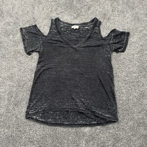 Lucky Brand Top Women Medium Cold Shoulder Grunge Edgy Soft Minimalist Relaxed